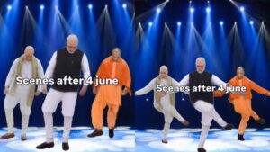 PollHumour modi shah yogi dance viral video